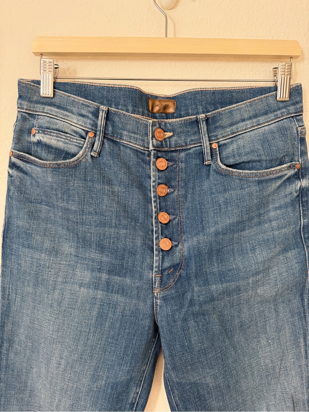 Mother Pixie Dazzler Ankle Fray Jeans Beginner’s Luck Blue Size 30 Minimalist - Picture 3 of 14